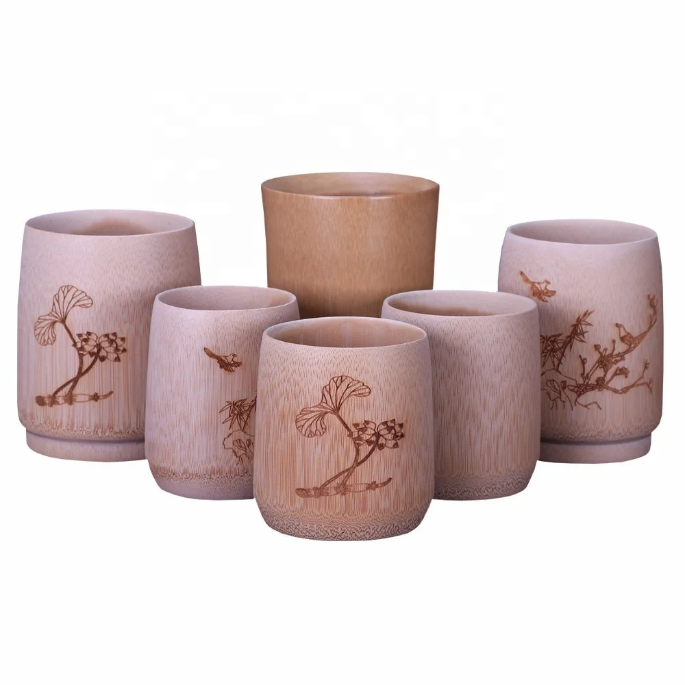 Wholesale 100% natural eco friendly bamboo cup custom logo  tableware bamboo tea cup