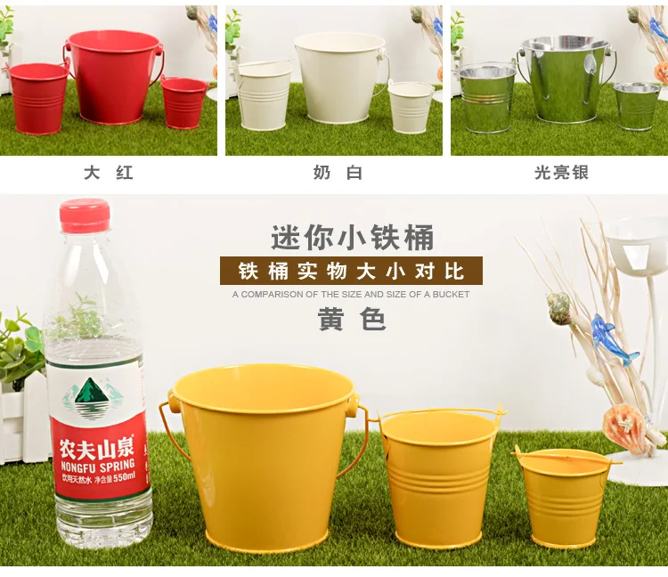 Fashion  kawayi  mini  colorful   Metal Pail Buckets Party Favor, 3-inch  flower  pots- medium size
