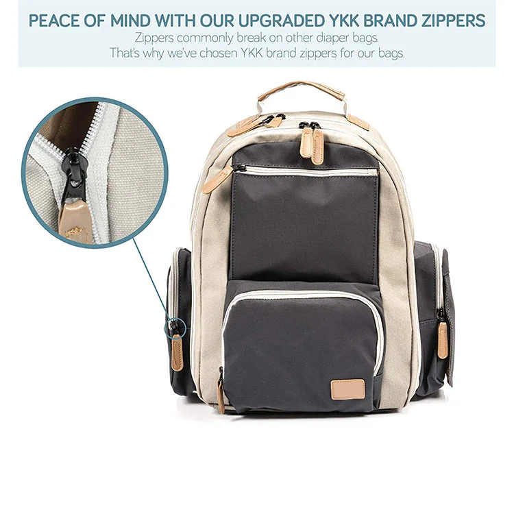Factory Price Waterproof Baby Diaper Backpack Set Twin Diaper Bag with YKK Zipper