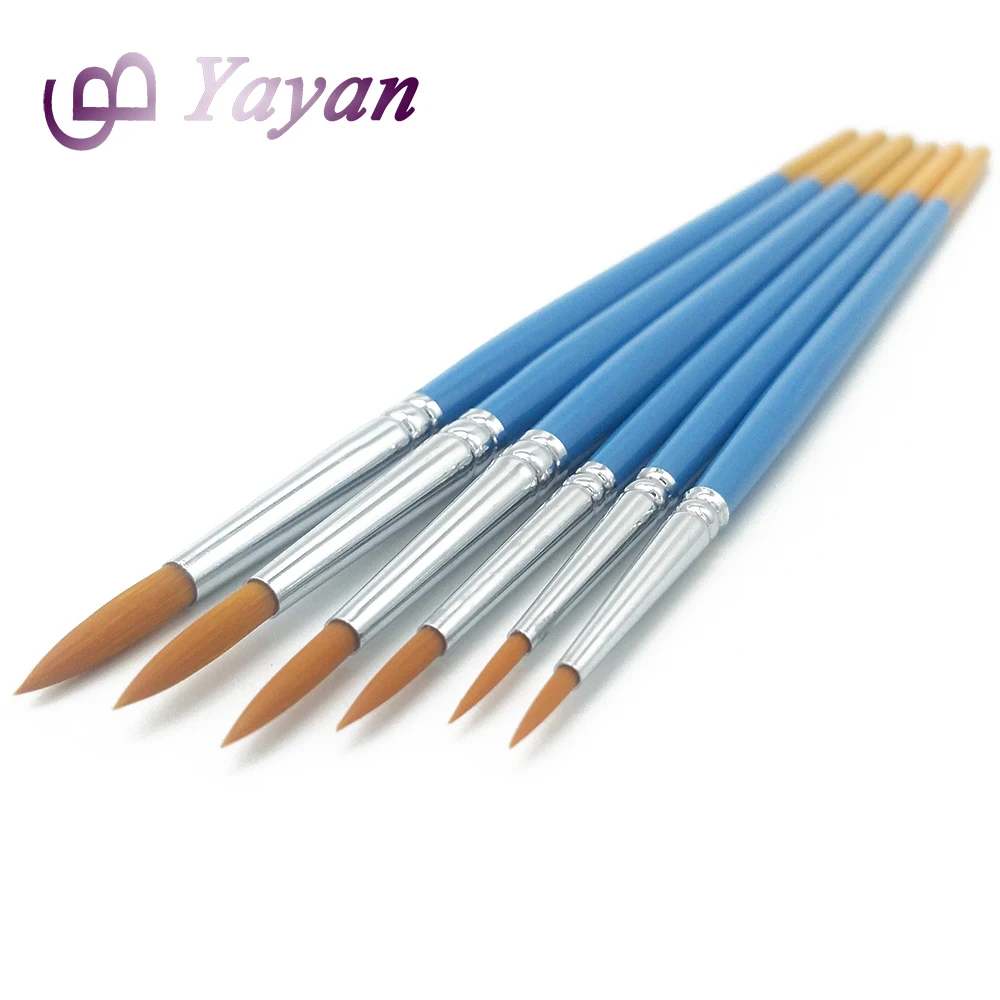 6PCS Round Paint Brushes Oil Brushes  Custom Design Watercolor Paint  Brushes For Artist
