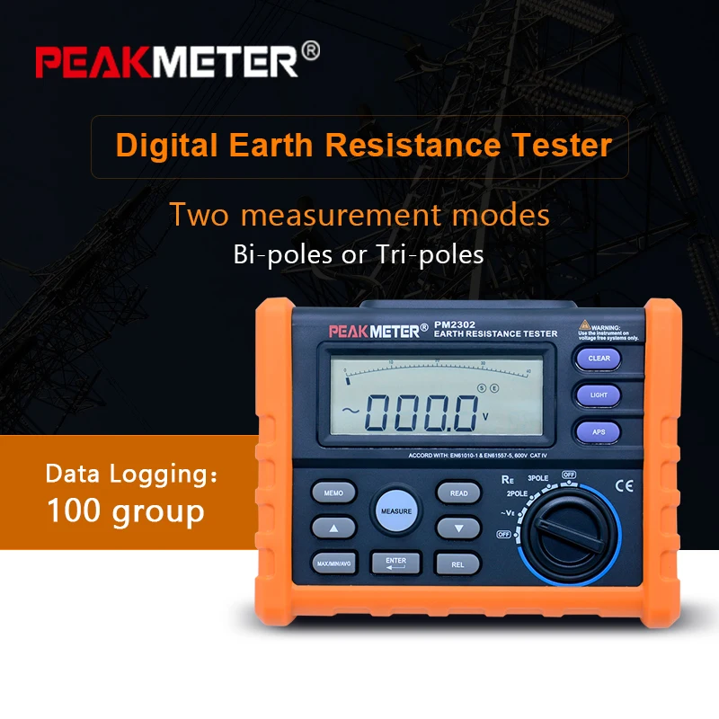 Portable 4K Ohm Earth Volt 200V Profession Digital Earthing Meter MS2302