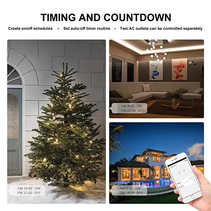 WiFi dual Smart outlets & Night Light Works with Alexa