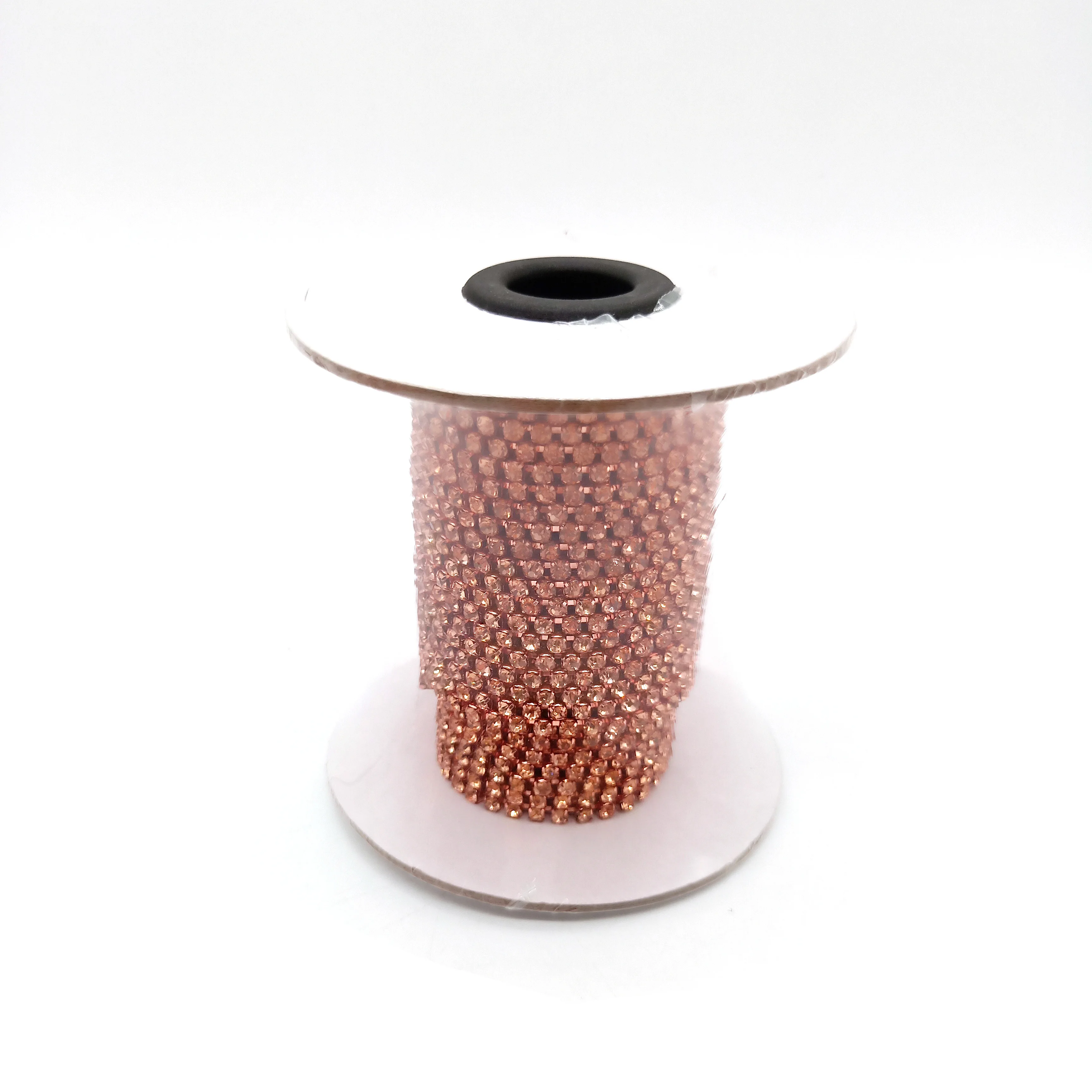 Wholesale Rose Gold Metal Cup Crystal Rhinestone Trimming SS12 Rhinestone Cup Chain for Garment