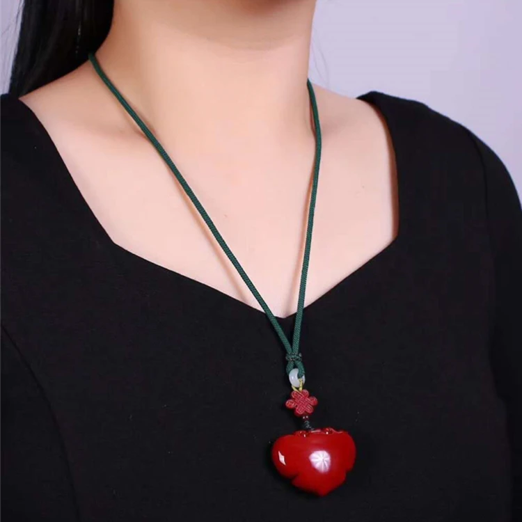 gemstone jewelry natural coral pendant necklace with cinnabar/amber for women custom name necklace