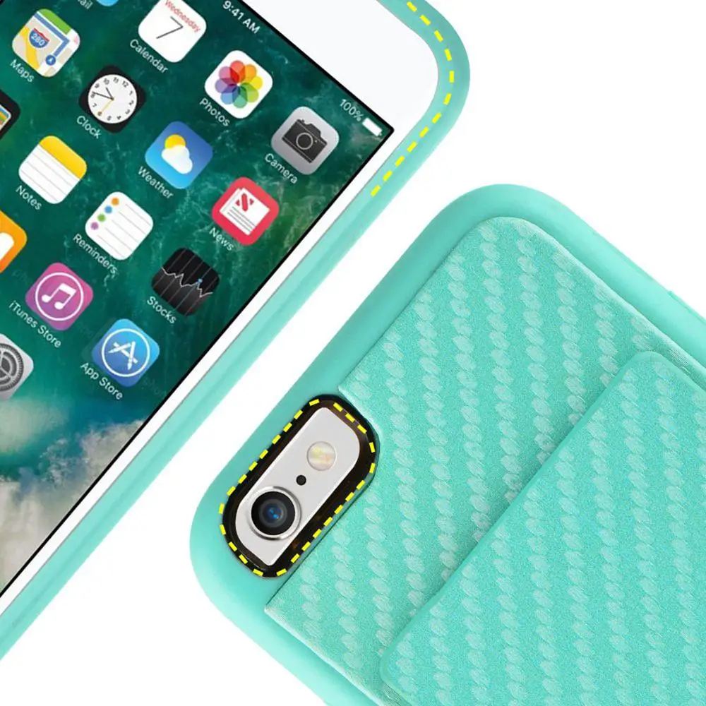 
Phone Card Holder Case, Credit Card Case Grip Cover with Carbon Fiber Design Slim Wallet Protective Case 