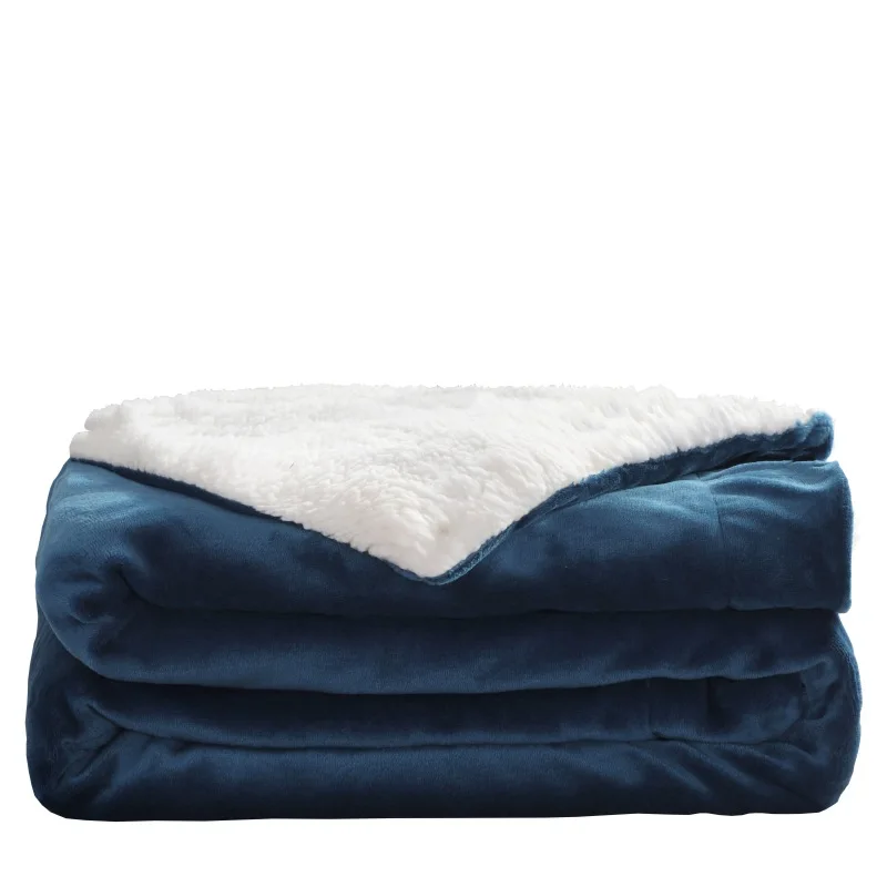 
Solid color candy double-layer small blanket flannel + lamb cashmere cover blanket car sofa blanket 