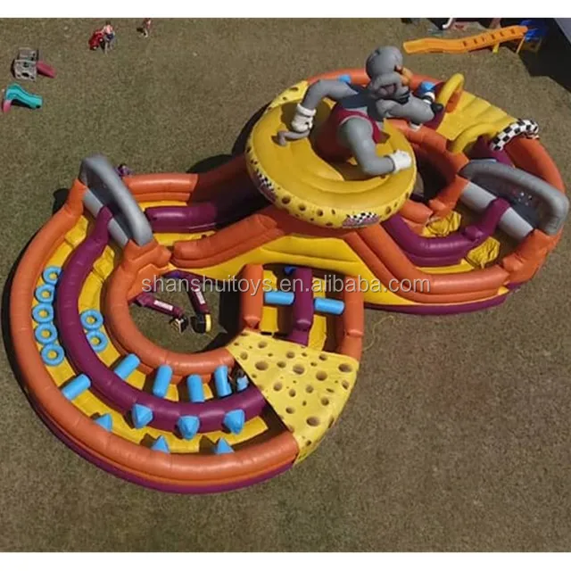 Popular inflatable competition playground obstacle games kids jumping castle inflatable side with tunnel for Kids