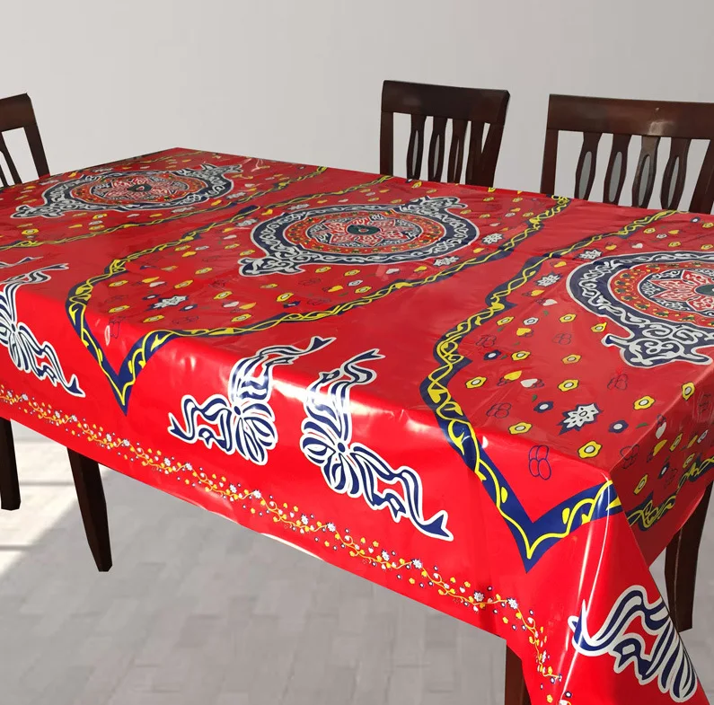 Muslim Ramadan Design PVC Table Cloth Printed Islamic Pattern Embroidered Tablecloth