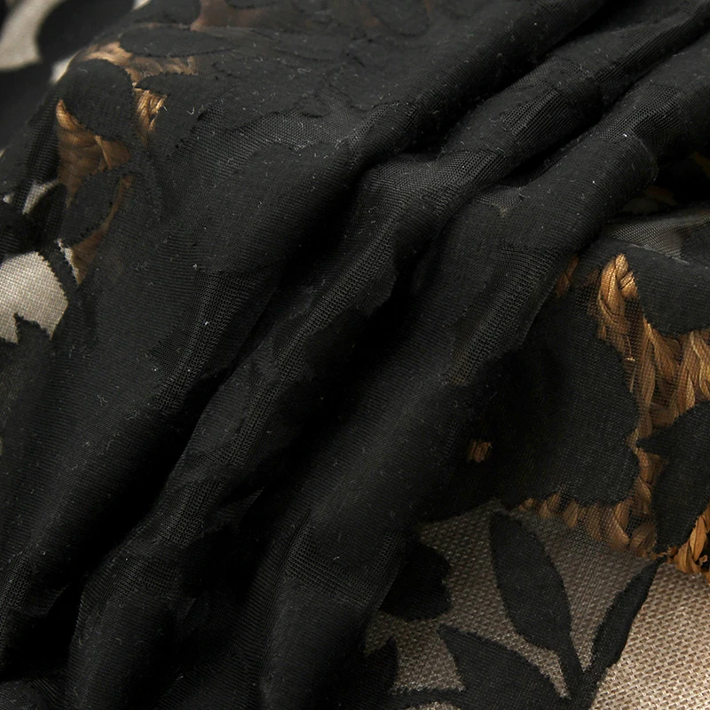 
Chinese factory sells elegant and comfortable pure black floral dress burnt fabric 