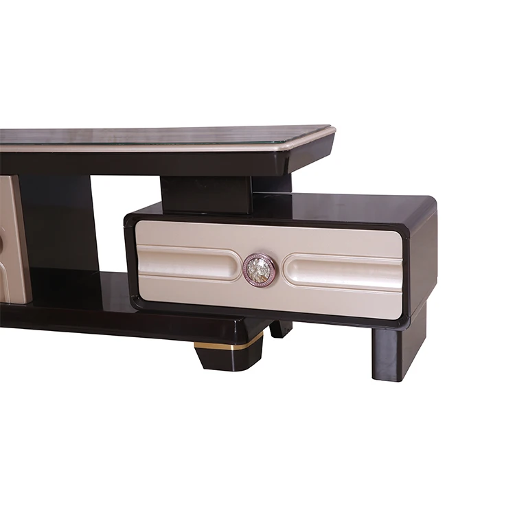 
popular hotel room live room furniture modern led center tempered glass tv stand design table 