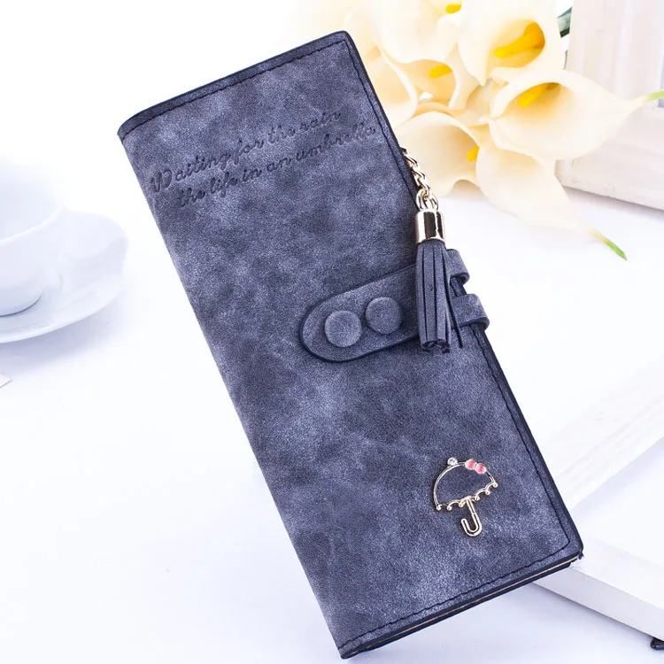Ladies Umbrella Wallet Women Long Zipper Burse Multi Handle Bag Notecase Tassel Scrub Purse