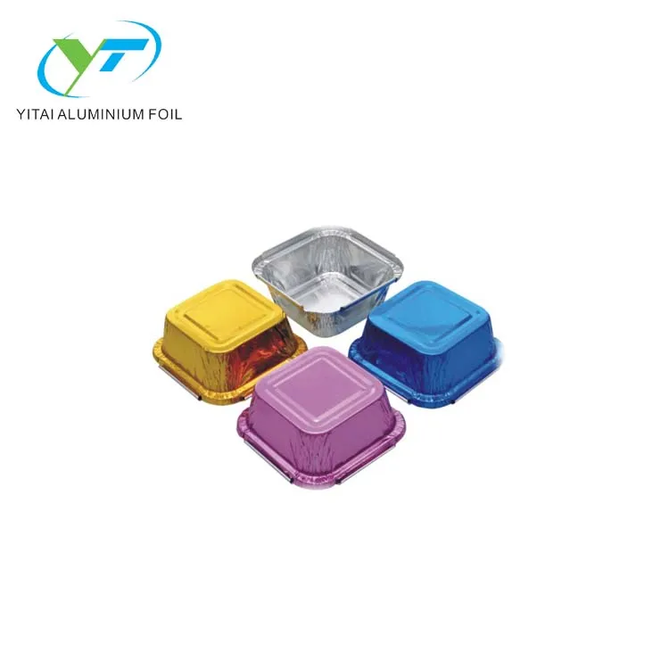 
small square colorful bakery use aluminium foil pudding cup 