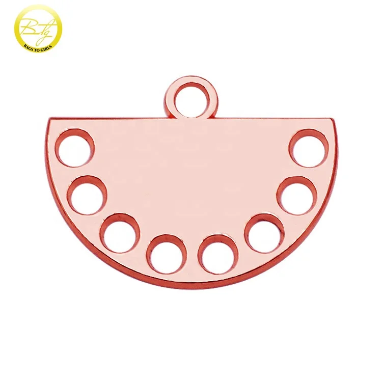 Fashion hollow jewelry hang charms design rose gold bracelet accessory metal name pendant for tassel decoration