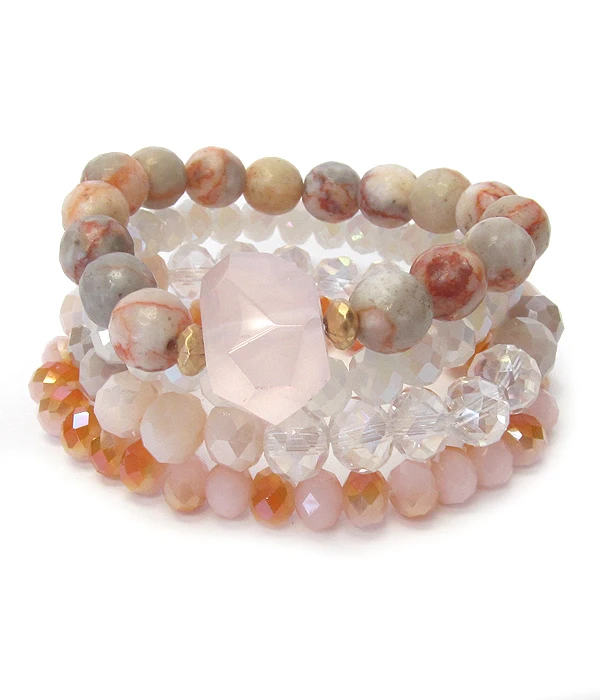
Hot Sale 4Pcs/Set Fantasy Druzy nature Stone Crystal Beads Custom Bracelets Set For Women 