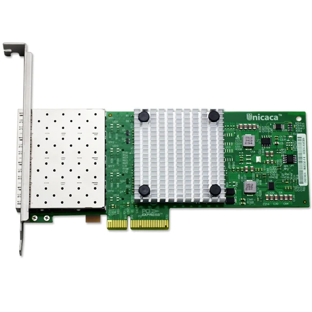 Четырехпортовый порт UNICACA I350-F4 PCIe x4 4 * SFP Gigabit Fiber 1000Base-X Чипсет для сетевых карт Intel I350AM4