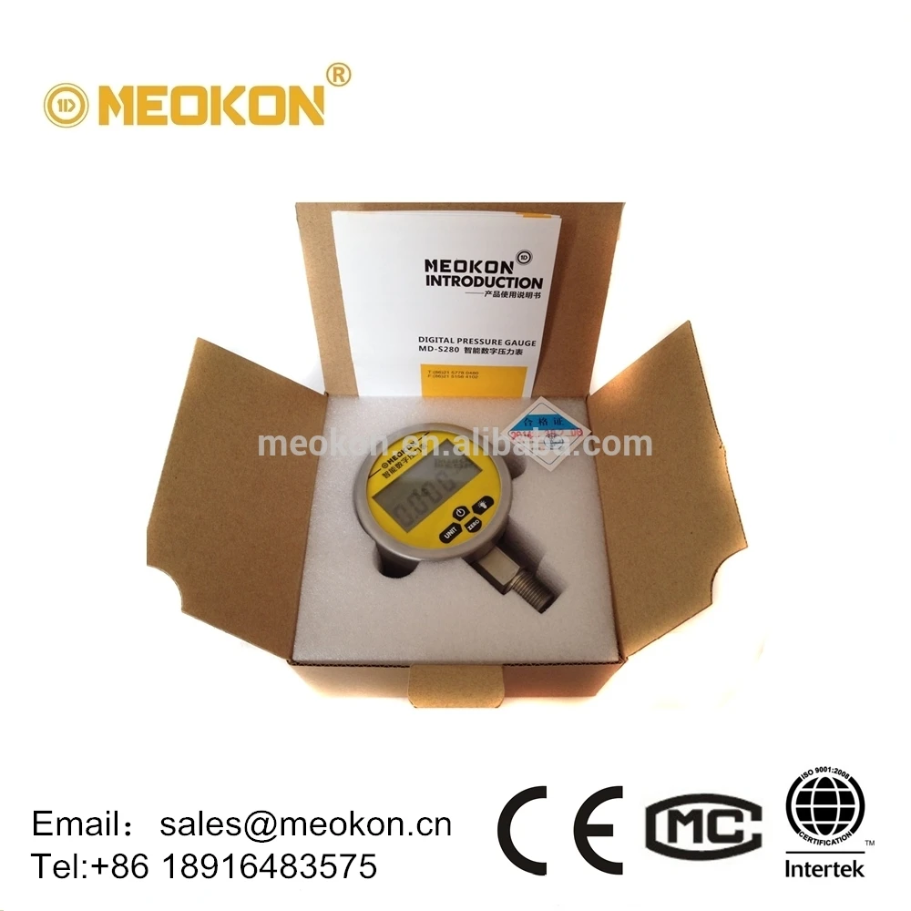 MD-S280 digital pressure gauge with large size LCD powered by AAA battery