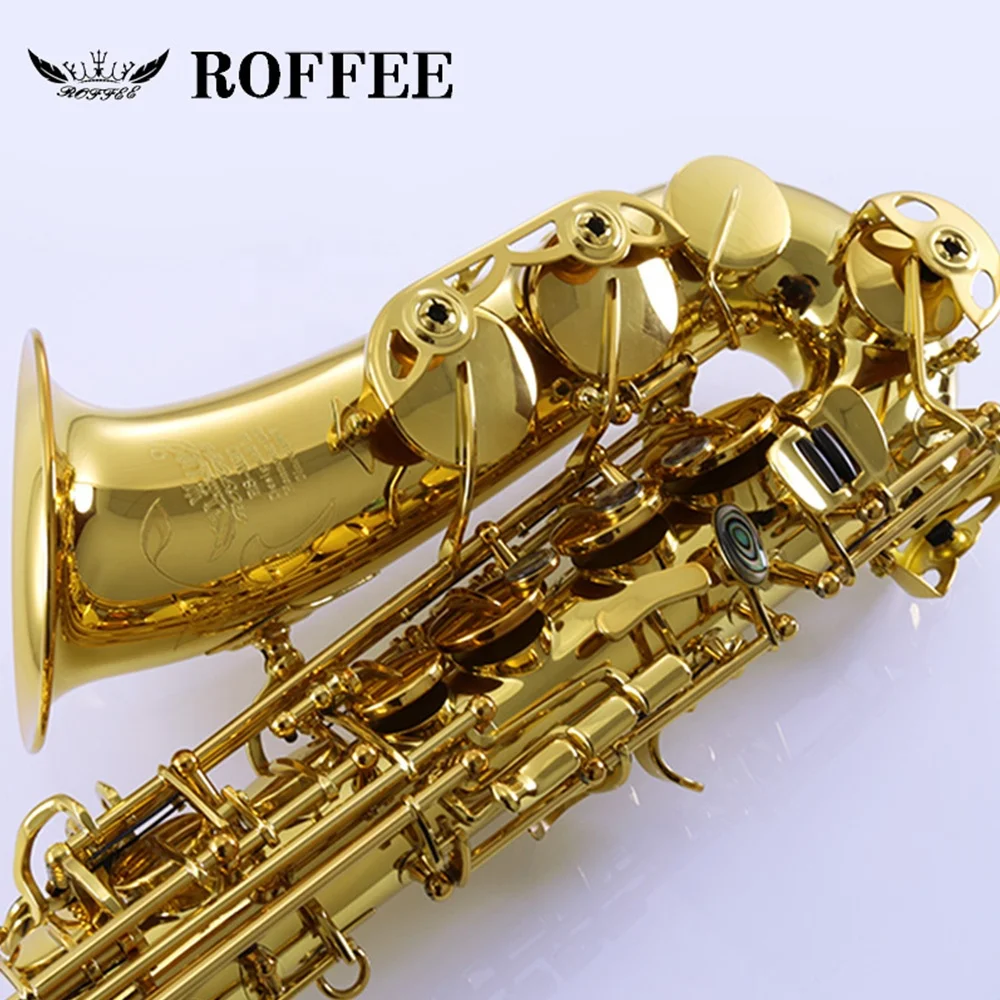 
ROFFEE M90 Original Import Professional Performance Level Alto Brass Gold Lacquer Eb Tone Saxophone 