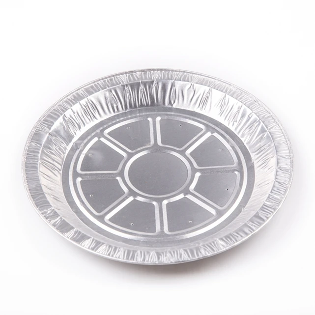 Food Grade Household tin foil 350ml round aluminum tray baking use pie pan silver round disposable pizza tray