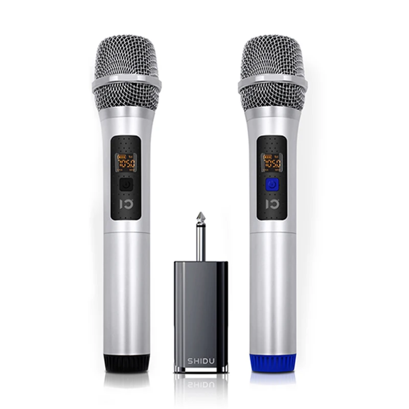 Двойной UHF беспроводной ручной караоке микрофон и приемник широко использовать