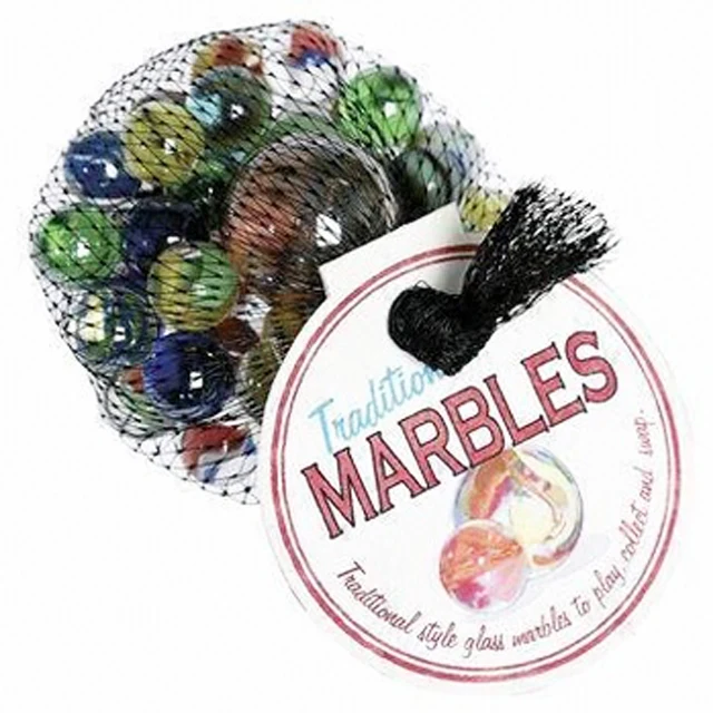 16mm glass ball in mesh bag with a header card