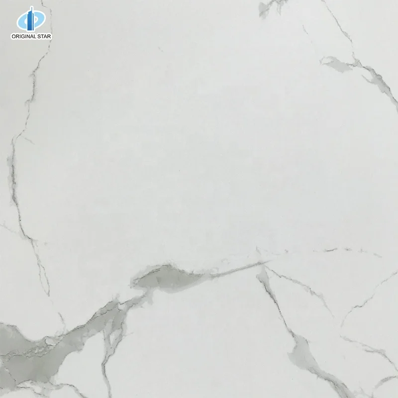 Home Designs White Polished Glazed Marble Look Slab Wall Tiles And Floor Tiles 600X600Mm