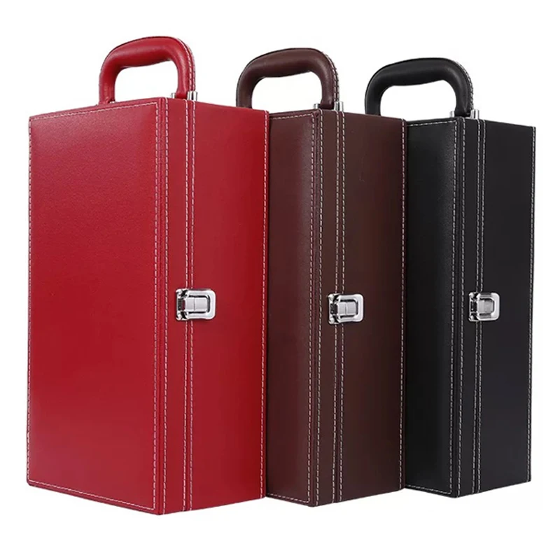 Custom leather wine box PU leather wine gift box  For Double Bottles Wine Case