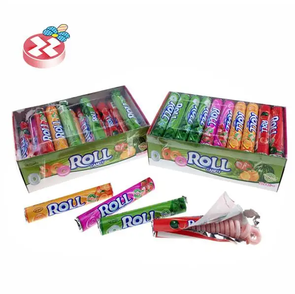 Halal Sweet Candy Fruit Flavored Bubble Soda Circle Roll Hard Candy Pressed