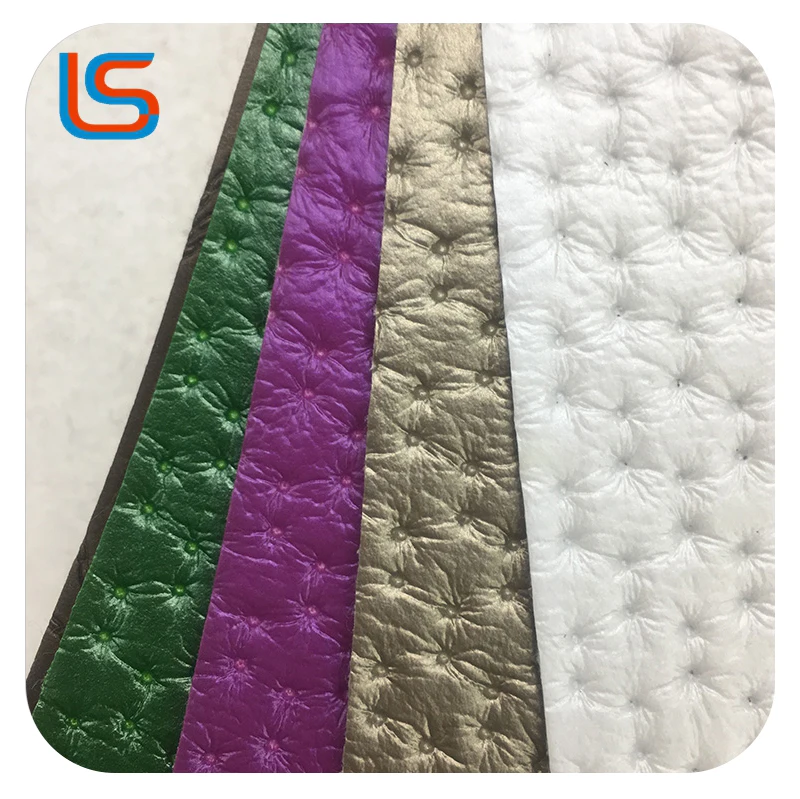 
Royal PVC embossed pearl powder faux brush backing leather for decorative upholstery leather 