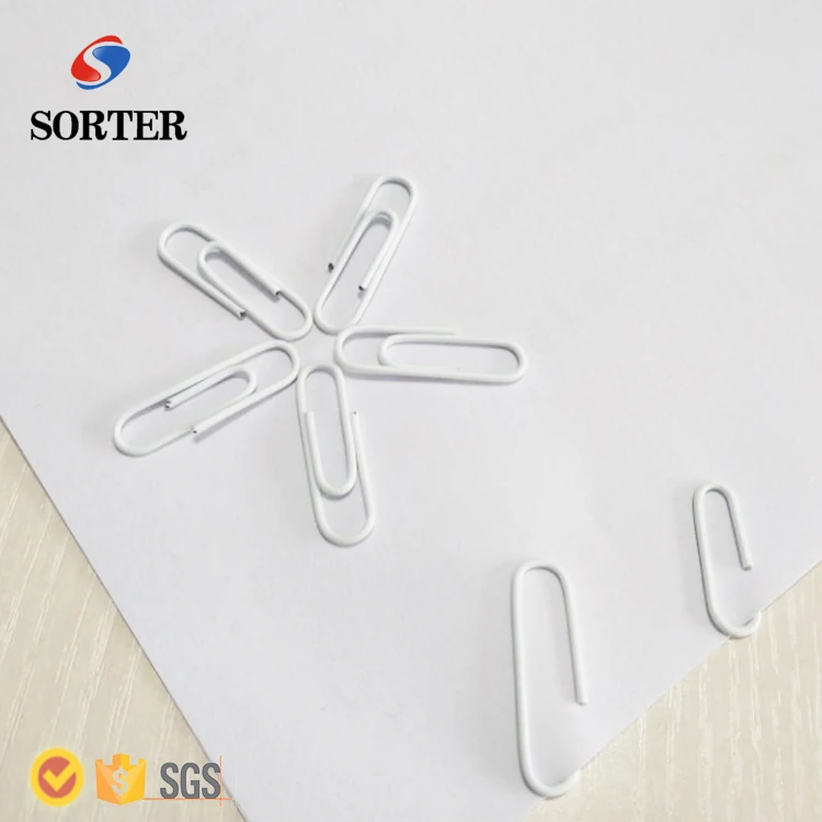 
high quality white colour paperclip decorative paper clips 28 mm length pvc paper clip  (62082355581)