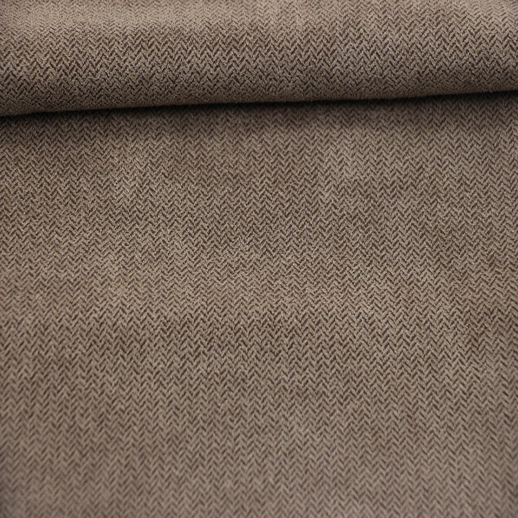 Custom Home Textile Dobby Jacquard Herringbone Pattern Microfiber Napping Fabric