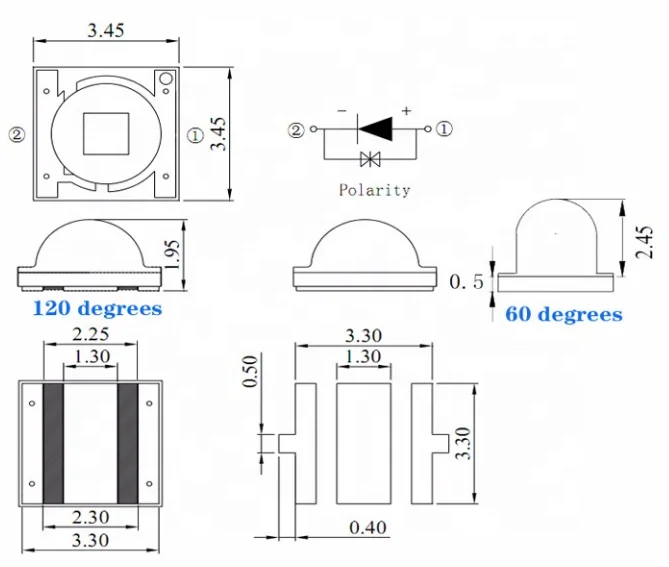 1 Вт 3 Вт высокой мощности SMD 3535 UV LED 365nm 385nm 395nm 405nm 415nm 425 435nm