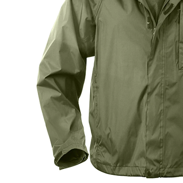 Cheap Men Polyester PU Coating Outdoor Army Green Military Raincoat New Rip-Stop Rain Jacket
