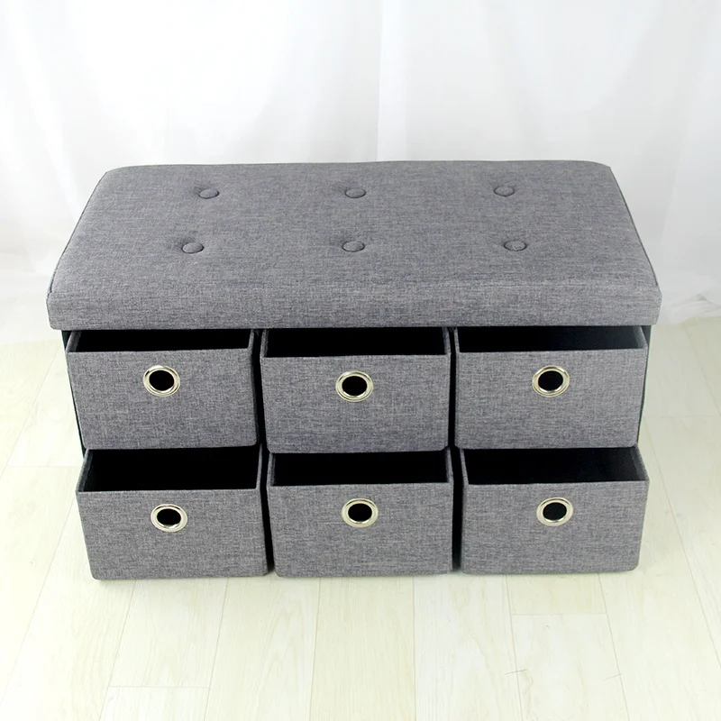 Dongyi Living Room Furniture Collapsible Storage Ottoman Bench With Six Drawers