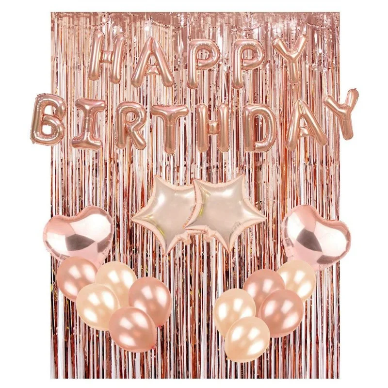 Metallic Foil Curtain Rose Gold Photo Booth Backdrop Tinsel Curtains for Birthday Wedding Party Decoration
