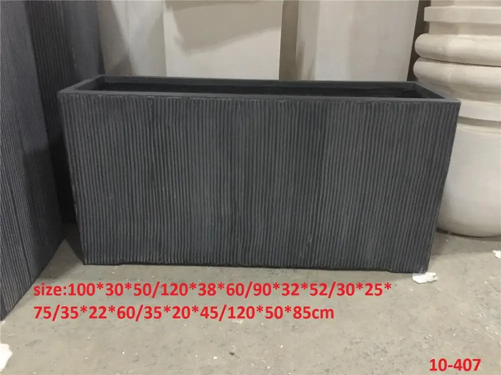 FRP Garden Resin Park Square Striped Floor Big Flower Vase Hotel Decor