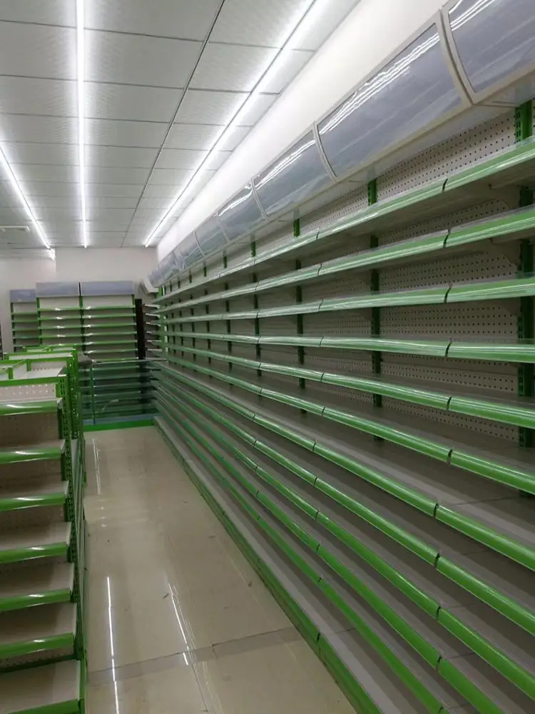 Freestanding Single Sided Multi-Layer Steel Wooden Drugstore Retail Store Pharmacy Display Shelves