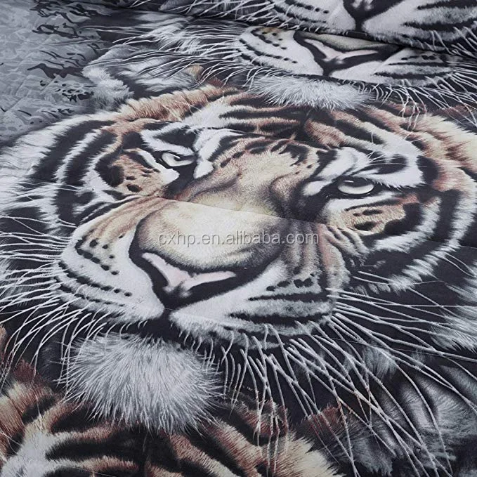 2109 hot sale 3D printing tiger design bedding set high quality queen/king size microfiber comforter