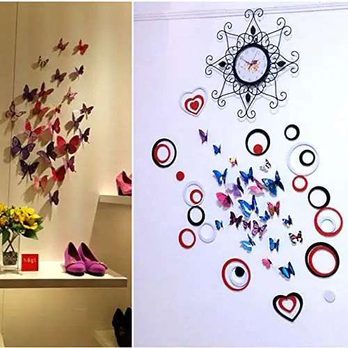 
Butterfly Wall Decal Removable Refrigerator Magnets Mural Stickers 3D Wall Stickers for Kids Nursery Decoration Wall Art Purple 