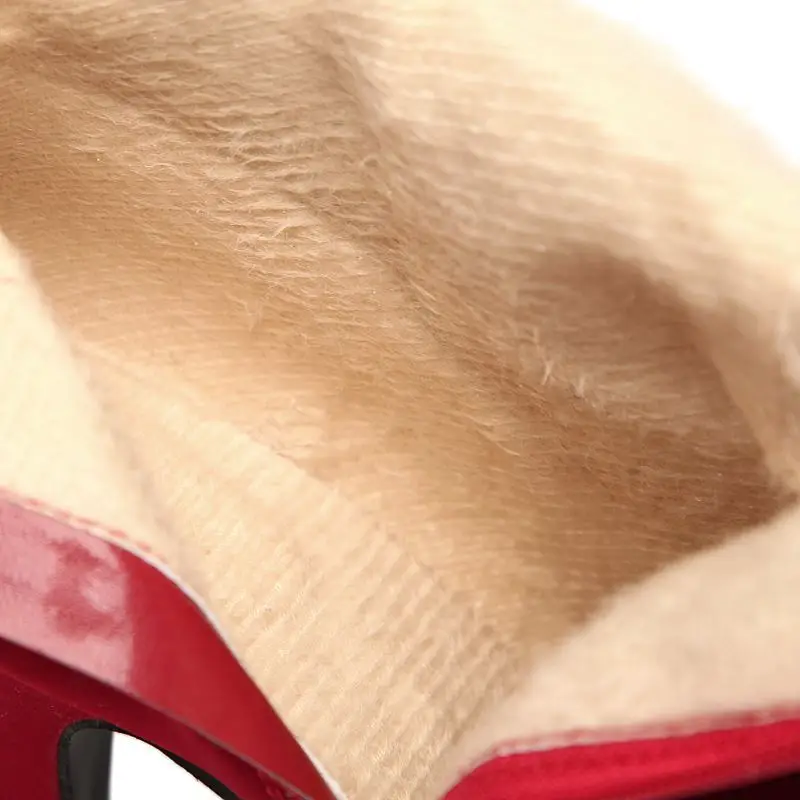 Winter Red Women High Heel Winter Boot Suede Upper Platform Boots