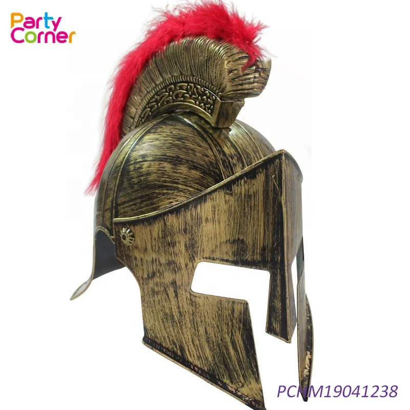 Spartan Helmet Armor Adult Medieval Roman Knight Hat With Hair