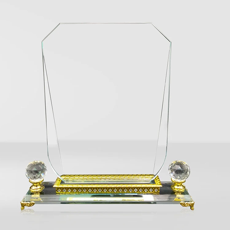 
Wholesale honorable crystal trophy Phnom Penh base glass plaque for Certificate of honor 