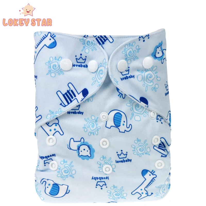 Lokeystar Pink Monkey One Size All in One Diaper Washable Baby Cloth Diapers Overnight Sleepy Baby Diaper