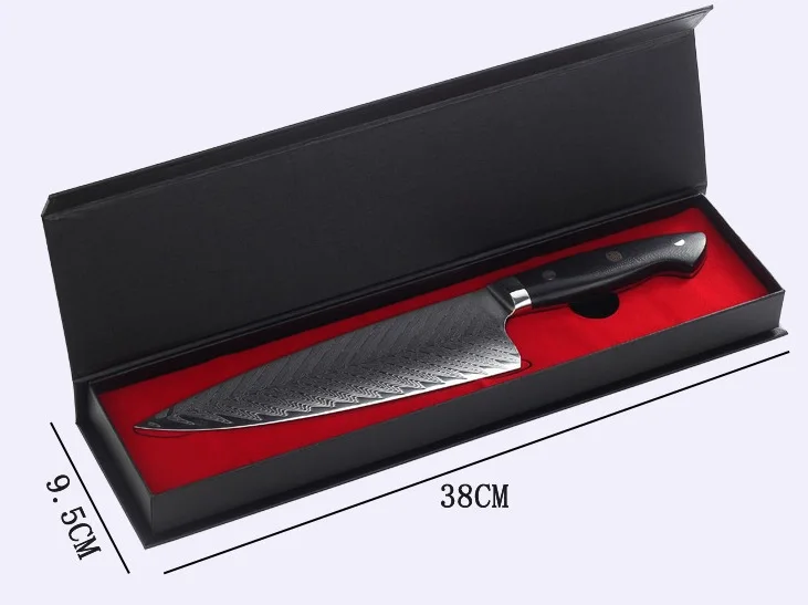 amazon big   8inch damascus steel chef  knife with G10 handle 3 different handle colors