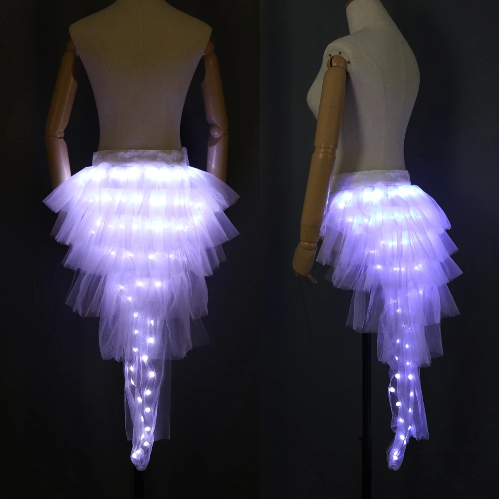 LED Ballet Skirt for Women Sexy Black Swan Mesh LED Costume Dance Clothes Performance Wear for Adults One Size Fits All