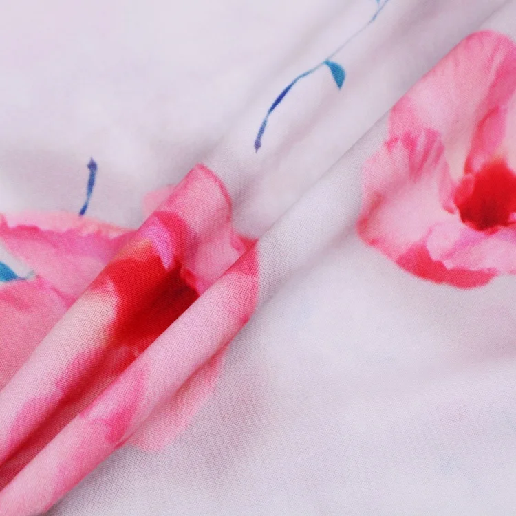 Factory price custom design digital print floral plain satin 100% rayon woven fabric for clothing