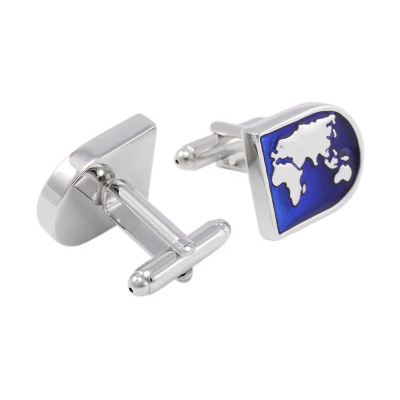 Novelty Mens Shirt Cufflinks High quality Blue Enamel Cuff links Brand Male Cuffs Accessories