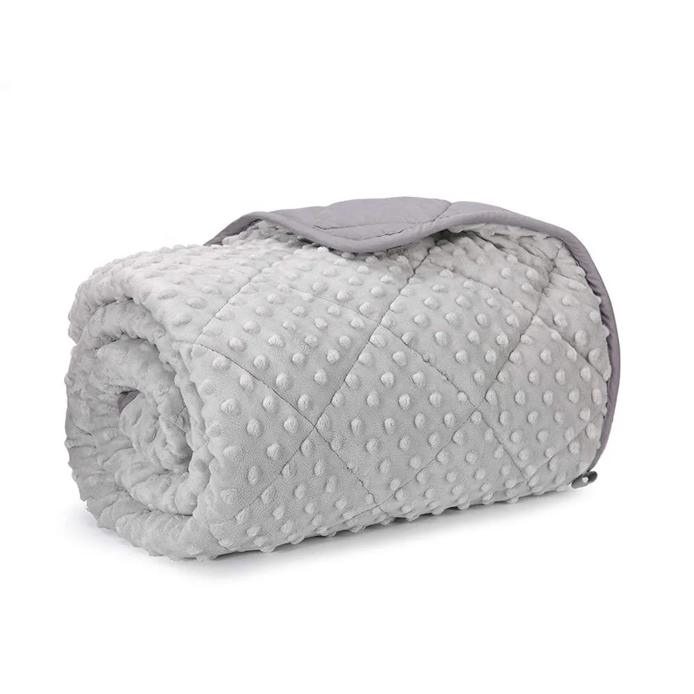
5lbs 36x48 inch Double Use Baby Weighted Blanket pinky soft Glass beads Sensory Calming Comfort Weighted Blanket for kids gray 