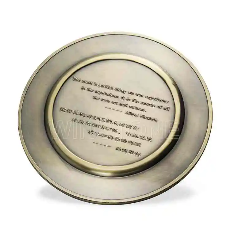 Decorative Anniversary Metal Commemorative Souvenir Plate with stand for display