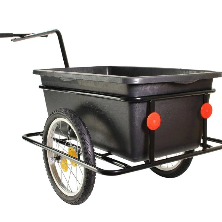 Cargo Bike Trailer Transport with Cover and Box Bicycle Cargo Luggage Hand Wagon 60 kg / 70 Litre in Black