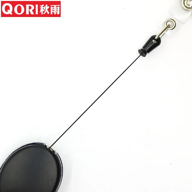 Oval shape solid color carabiner retractable badge holder metal belt clip with metal frame